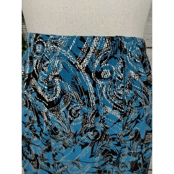 Anthony Skirt size Medium Blue Silver Black Swirls Long A Line Stretch Modest - Picture 5 of 12